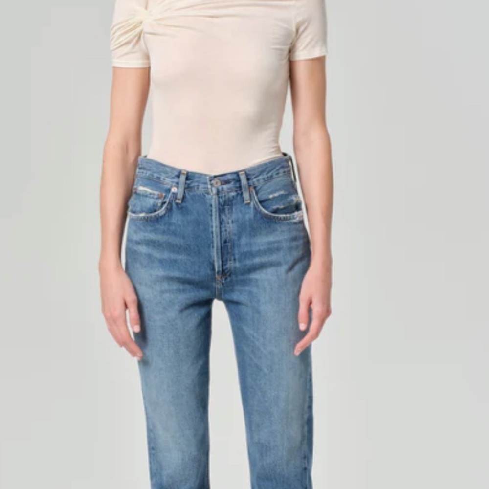 Agolde Riley high rise straight cropped jeans distressed - size 26 - Picture 3 of 7